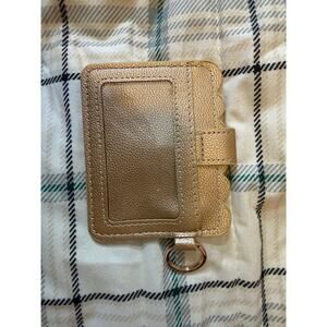 ❤️‍🔥Gold Faux Leather Card Holder Mini Wallet w/ Key Ring & ID Window